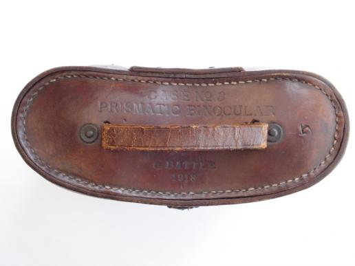 WW1 British 6x30 Binocular Case, 1918 Dated & Named
