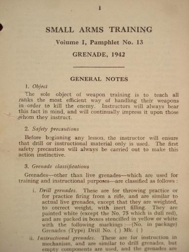 British Small Arms Training Pamphlet No13, Grenade, 1942