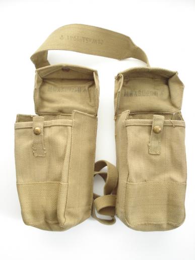 WW2 British P'37 Webbing Auxiliary Pouches, 1941 Dated