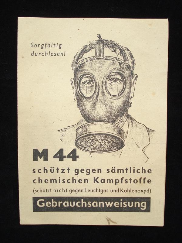 WW2 German M44 Gas Mask Instruction Sheet