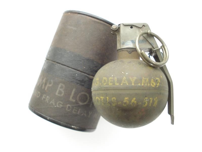 Inert U.S M67 Fragmentation Grenade & Tube