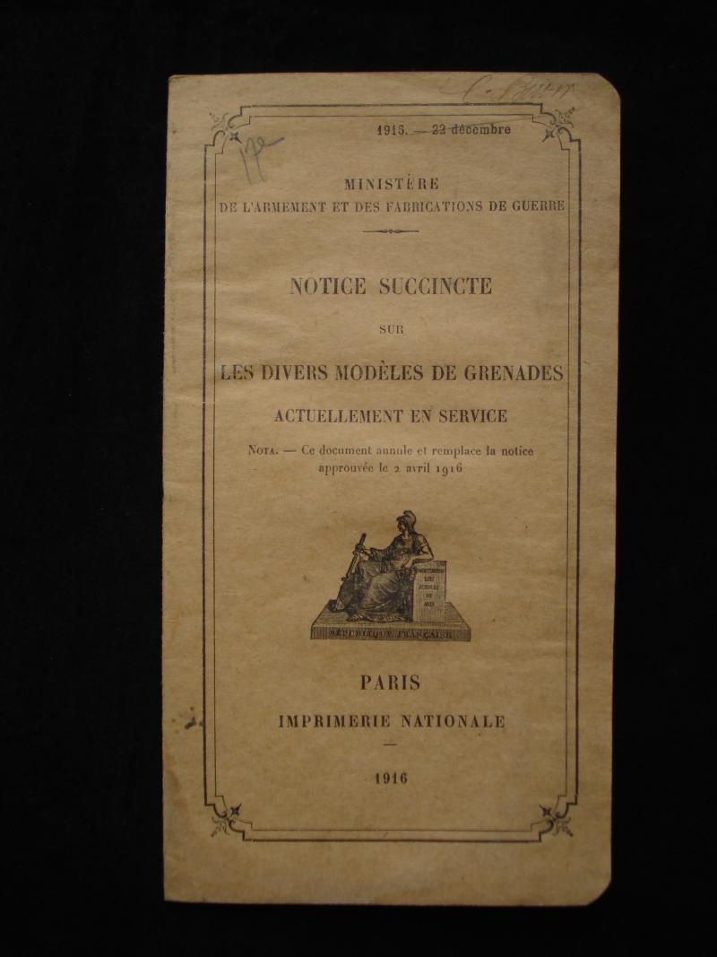 WW1 French Grenade Pamphlet, 1916 Dated