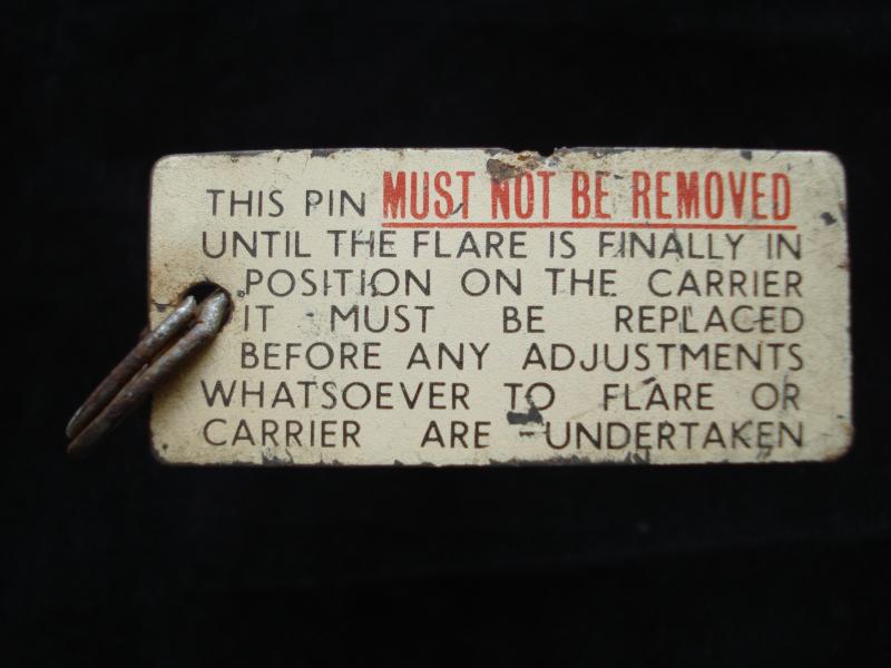 WW2 R.A.F Air Dropped Flare Safety Pin & Tag